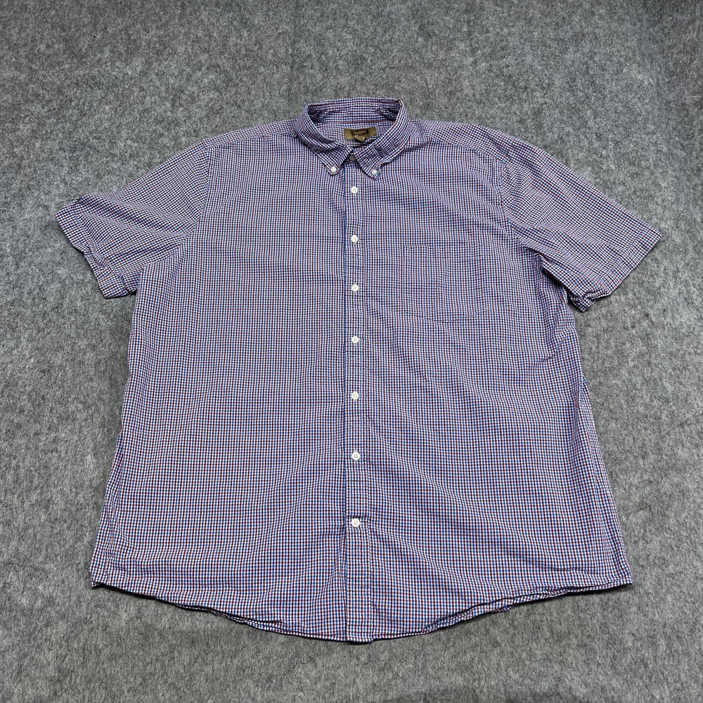 The Foundry Supply Co Shirt Mens 2XLT Blue Red Check Short Sleeve Button Stretch